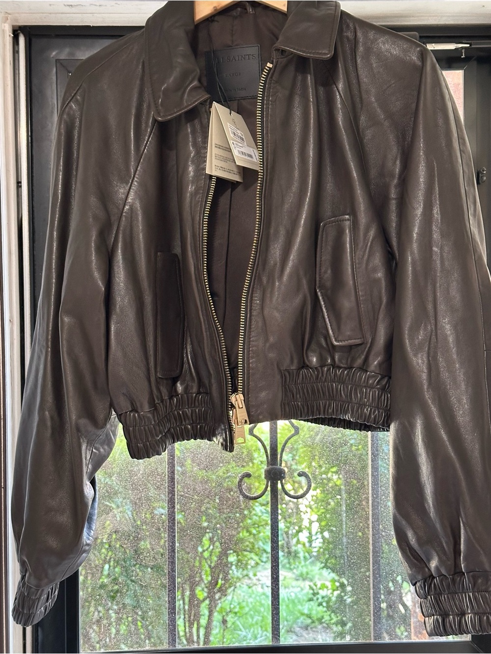 ALLSAINTS CROPPED SHEEP LEATHER JACKET - Picture 11 of 13